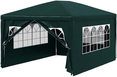 Partytent met Ramen - Feesttent Tuin - Tuinfeest Organiseren - Afneembare Zijwanden - 300 x 400 cm - Groen