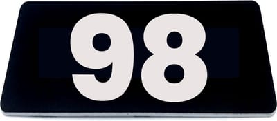 Nummerplaatje 98 - 80 x 50 x 1,6 mm - Zwart/wit - incl. 3M-tape | Nummerbordje - Deur en kamernummer - brievenbusnummers - Gratis verzending - 5 jaar garantie
