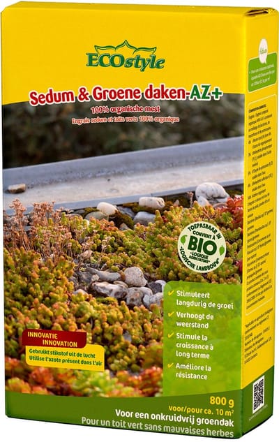 ECOstyle Sedum & Groene Daken-AZ - Onkruidvrij & Groen Dak - Betere Opname van Voedingsstoffen - 120 Dagen Voeding - 10 m2 - 800 GR