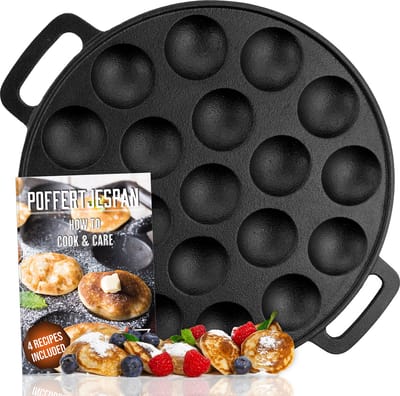 IRONO Poffertjespan - Poffertjespan Inductie en Electrisch - Poffertjesmaker 19 Poffertjes - Gietijzeren Pan - Poffertjes Maken