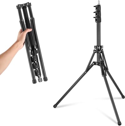 Verstelbare Fotostatief met Omkeerbare Poten, 178 cm Hoog, Draagbaar voor Binnen- en Buitenfotografie met 1/4 Inch en 5/8 Inch Schroefdraad