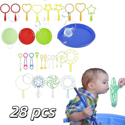28-delige bellenblaasset met opbergbakje - bellenblaasspeelgoed - buitenspeelgoed - 1*1*1 cm - voor zomerse buitenfeestjes en spelletjes voor kinderen - mix en match in verschillende kleuren