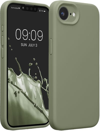 kwmobile telefoonhoesje geschikt voor Apple iPhone 17e / iPhone 16e - TPU backcover met siliconen coating - Smartphone case in grijsgroen