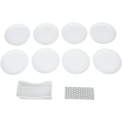8 stuks Botten Spugen Schotel Ronde Bord Huishoudelijke Snack Klein Schoteltje Tafel Afval Schotel Set met Drainage white