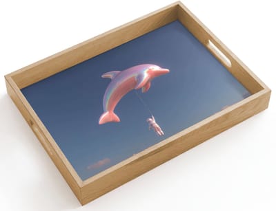Dienblad hout 40x30 cm - Schootdienblad - Dolfijn - Roze - Astronaut - Borrelplank rechthoek - Plateau dienbladen