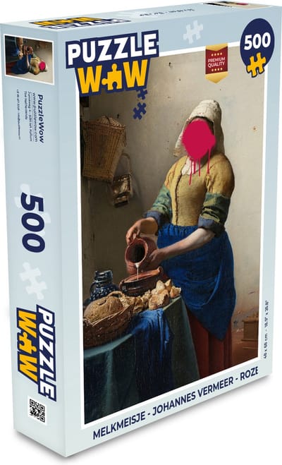 Puzzel Melkmeisje - Johannes Vermeer - Roze - Legpuzzel - Puzzel 500 stukjes