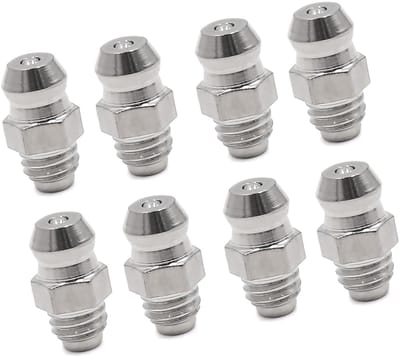 Dailygoods- Mondstuk M6 x 1 - 8 Stuks - Roestvrij Staal - Duurzaam - Corrosiebestendig - Slijtvast - Conisch Uiteinde - Vetmondstuk