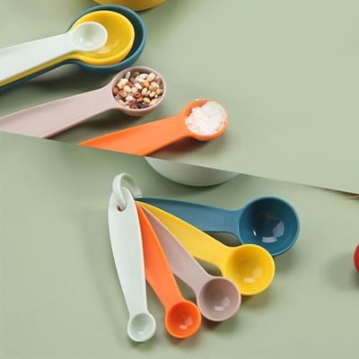 Jhubers- Meetlepelset 5 kleuren - Maatlepels kunststof - Capaciteiten 1/4tsp tot