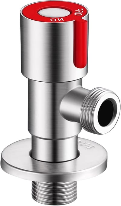 Hoekventiel van RVS voor waterverbinding, geschikt voor wastafel en badkamer, hot en cold water regulering, G1/2 aansluiting