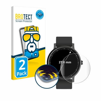 BROTECT - Screenprotector voor Horloges (Rond, ø: 27 mm) - Folie Beschermfolie transparant volledig dekking - 2 Stuks