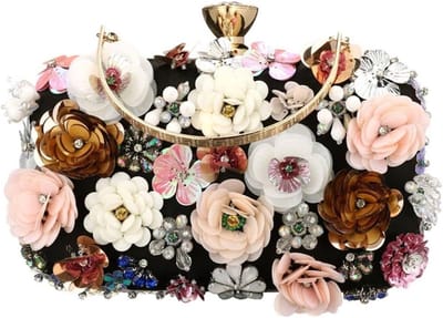 Elegante Clutch Handtas voor Dames met Bloemen - Vintage Handgemaakte Avondtas voor Bruiloft, Prom en Feestjes