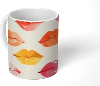Mok - Koffiemok - Lippen - Kleurrijk - Glanzend - Mokken - 350 ML - Beker - Koffiemokken - Theemok