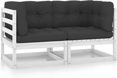 Tuinbank Hoekbank - Lounge Zetel - Buiten Ontspannen - Modulair Ontwerp - 70x70x67 cm - Wit Antraciet