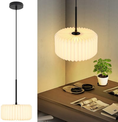 NETTLIFE Hanglamp - G9 Fitting - vintage hanglamp - eetkamerlamp - wit - met papier lampenkap - voor Slaapkamer Eetkamer | Woonkamer-excl. lichtbron