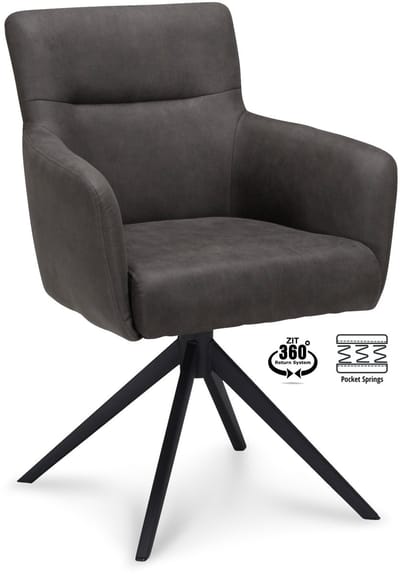 Icon Living - Armstoel Mare - Stof Cowboy Grey - Leg Black