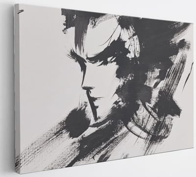 Saammp Canvas Schilderij - zwart gestreept - Portret - Abstract kunstwerk - 30x20 - Foto op canvas - Wanddecoratie - Muurdecoratie Woonkamer - Slaapkamer decoratie - Canvas Print