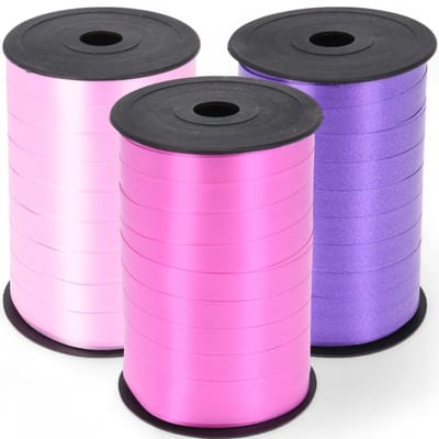 Dailygoody - Set Krullint Polyband - Cadeaulint voor Knutselen - Glanzend & Mat - Roze en Paars - Ideaal voor Feestelijke Gelegenheden - 3 Rollen van ...