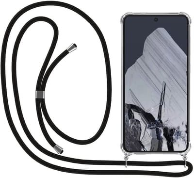 Smartphonica Telefoonhoesje Geschikt voor Google Pixel 8 Pro met Koord en Stootrand - Hoesje met Telefoonkoord - TPU Backcover Case Shockproof met Lanyard - Transparant geschikt voor Google Pixel 8 Pro
