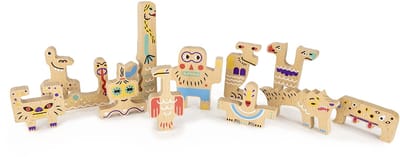 Bajo dubbelzijdige houten vormenpuzzel Vriendelijke Monsters - 12 stukjes