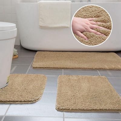 Unyqoos ® Uitgebreide 3-Delige Badmatset met Hoogwaardige Microvezel en Antislip Eigenschappen