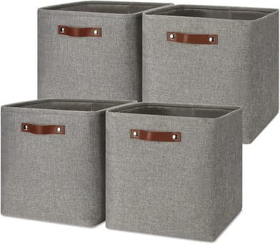 Famanu – Set van 4 stoffen opbergkubussen - 33 x 38 x 33 cm - geschikt voor Kallax planken - duurzaam materiaal - stevig en multifunctioneel - geschikt voor kleding en accessoires