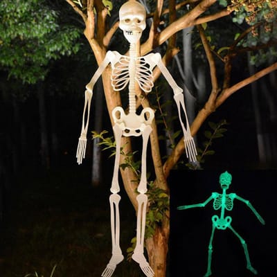 Squelette lumineux d'Halloween à suspendre, 90 cm, articulations flexibles, accessoires d'extérieur effrayants et fous brown