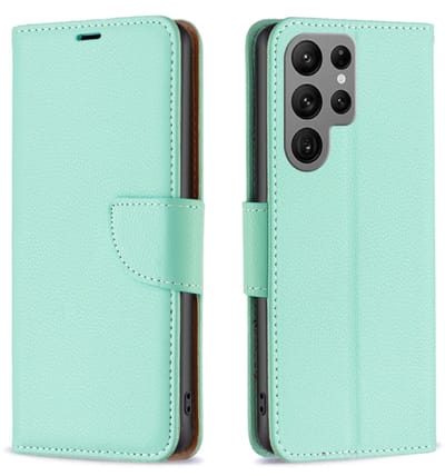 Voor Samsung Galaxy S24 Ultra 5G Litchi textuur pure kleur flip lederen telefoonhoesje (groen)