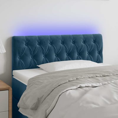vidaXL - Hoofdbord - LED - 100x7x78/88 - cm - fluweel - donkerblauw