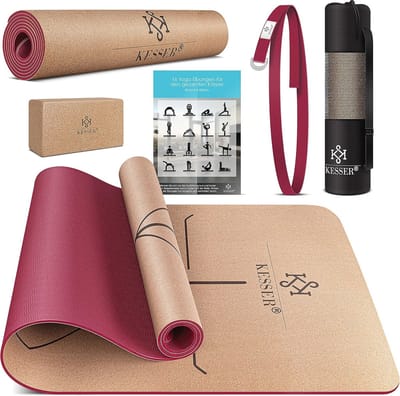 Duurzame Kurk Yogamat met Draagriem en Tas - Antislip Fitnessmat 183 x 62 cm