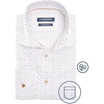 Ledûb Overhemd Allover Dot Star Pattern Pure Cotton Wit-Blauw / male