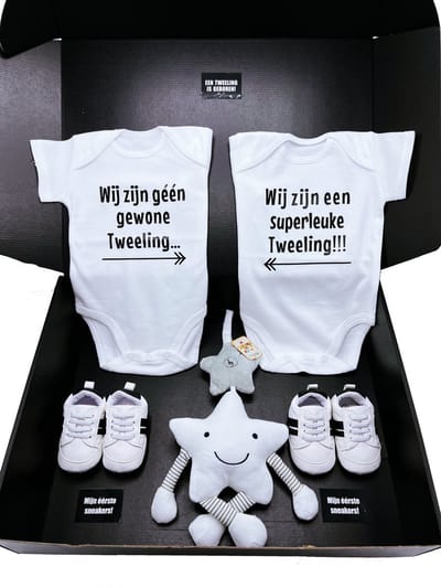 Kraamcadeau tweeling - romper - muziekmobiel- kan ook rechtstreeks worden verstuurd - tweeling - twins