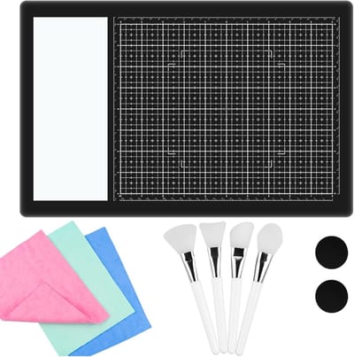 Set van 9 Magnetische Glazen Knipmatten 15,75"x10,24" - Hittebestendig, Met Rasterlijnen en Maatvoering voor Knippen, Stempelen en Mixed Media Creaties