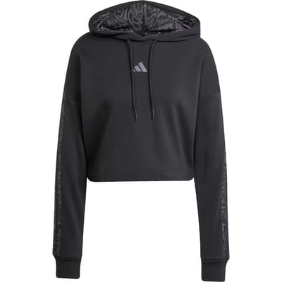 Adidas Essentials 3 Stripes Print French Terry Hoodie Zwart L Vrouw