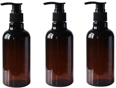 Allecto - Lege Plastic Pompflessen - Herbruikbaar - Bruin - Perfect voor Douche Gel en Shampoo - 3 Stuks - 250 Milliliter
