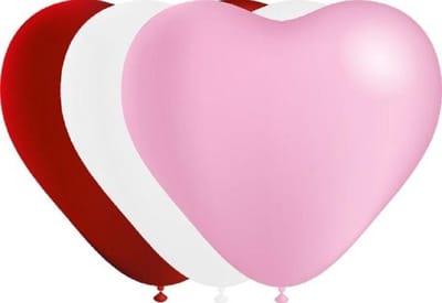 10x Hartjes ballonnen rood/wit/roze