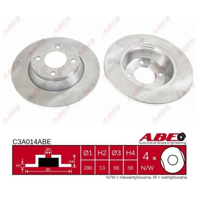 Remschijf ABE C3A014 voorkant, compleet, sterk gecarboniseerd, 1 Stuk