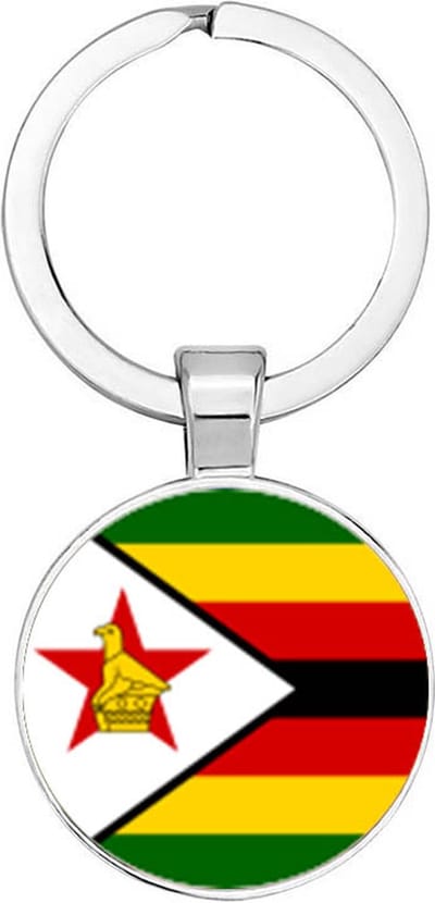 Akyol - Zimbabwe vlag Sleutelhanger - zimbabwe - iemand die houdt van reizen - vakantie - landen - vlag - reizigers - cadeau - geschenk - gift - kado - verassing - 2,5 x 2,5 CM