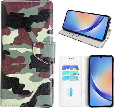 Hoesje geschikt voor Samsung Galaxy A34 Bookcase met camouflage print