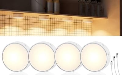 LED Batterij Kastverlichting met Bewegingsmelder - Set van 4 Draadloze Spots voor Accentverlichting