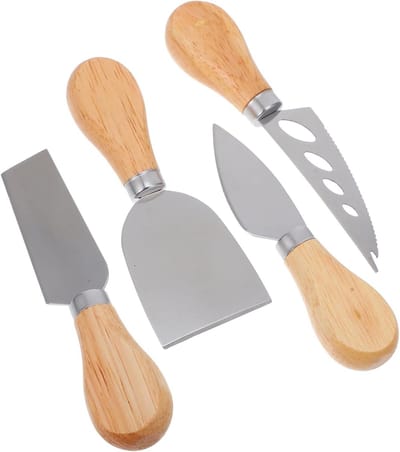 Schraperset Roestvrij Staal - Mini Gereedschap - Gipsplaat Repareren - Met Houten Handvat - 4 Delig - Multicolor