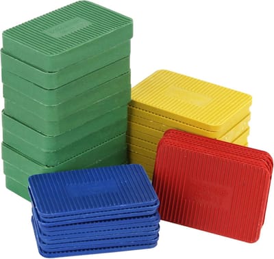 Afstandhouders Kunststof - Sluitplaten Wiggen - Nivelleren Uitlijnen - Antislip Ribbel Oppervlak - 60x40mm 4 Dikte - Gekleurd Set