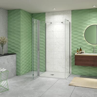 Serie Poppy - Douchecabine Vierkant - 80x80 - Dubbele Vouwdeur - Vrijstaand - Chroom - 6mm Helder Veiligheidsglas - Antikalk
