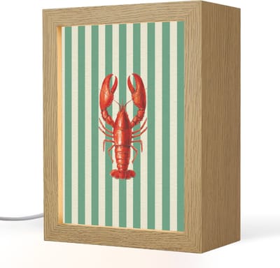 Tafellamp 15x20 cm - LED lamp - Kreeft - Strepen - Realistisch - Zomers - Decoratieve tafellampen - Dimbaar - Tafellampje slaapkamer - Woonkamer binnen