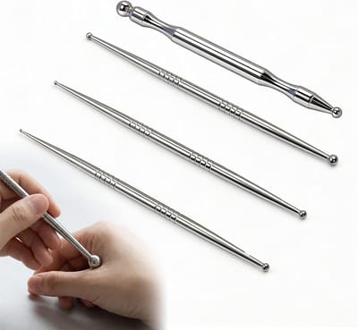 Acupressuur Pen van RVS voor Thuis, Kantoor en Reizen - 12 cm met Baldiameter van 5/11 mm voor Effectieve Meridiaan Stimulatie