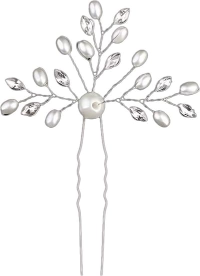CHPN - Haar sierraad - Haarpin - Haarspeld met parels en diamantjes - 2 stuks - Bruiloftkapsel - Haarstyling - Haardecoratie