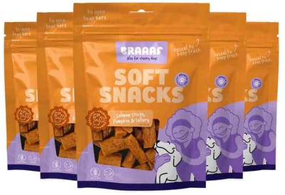 Braaaf Hondensnack Sticks Zalm - Pompoen - Selderij - 5 x 85 gr - Voordeelverpakking