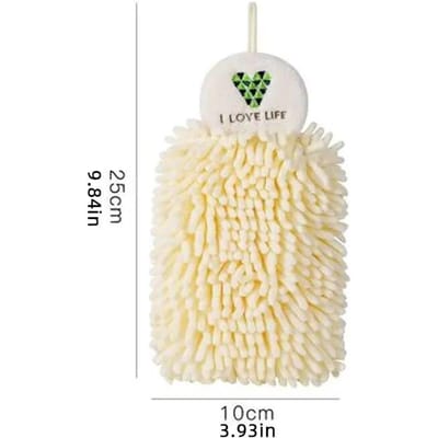 Serviette Chenille Torchon Cuisine Salle de Bain Essuie-Mains Boule de Poils Ménager Suspendable Séchage Rapide Doux Absorbant Microfibre beige