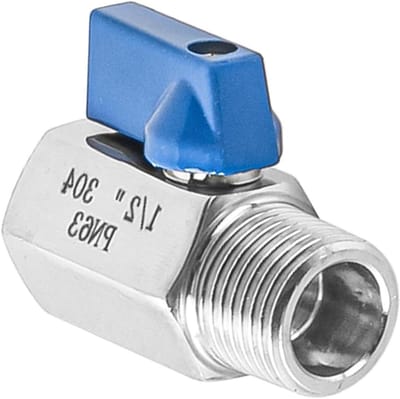 Ronte - Mini kogelkraan van roestvrij staal 1/2" vrouwelijk x mannelijk draad - hoge druk PN63 - Stopkraan - Duurzaam en Betrouwbaar