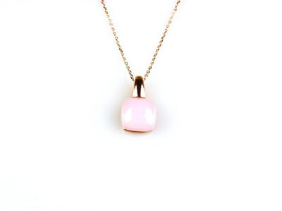 model Caprice ketting in zilver roze verguld met hanger roze steen