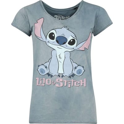 Lilo & Stitch - Disney T-shirt - Stitch - Sit - S tot 3XL - voor Vrouwen - blauw